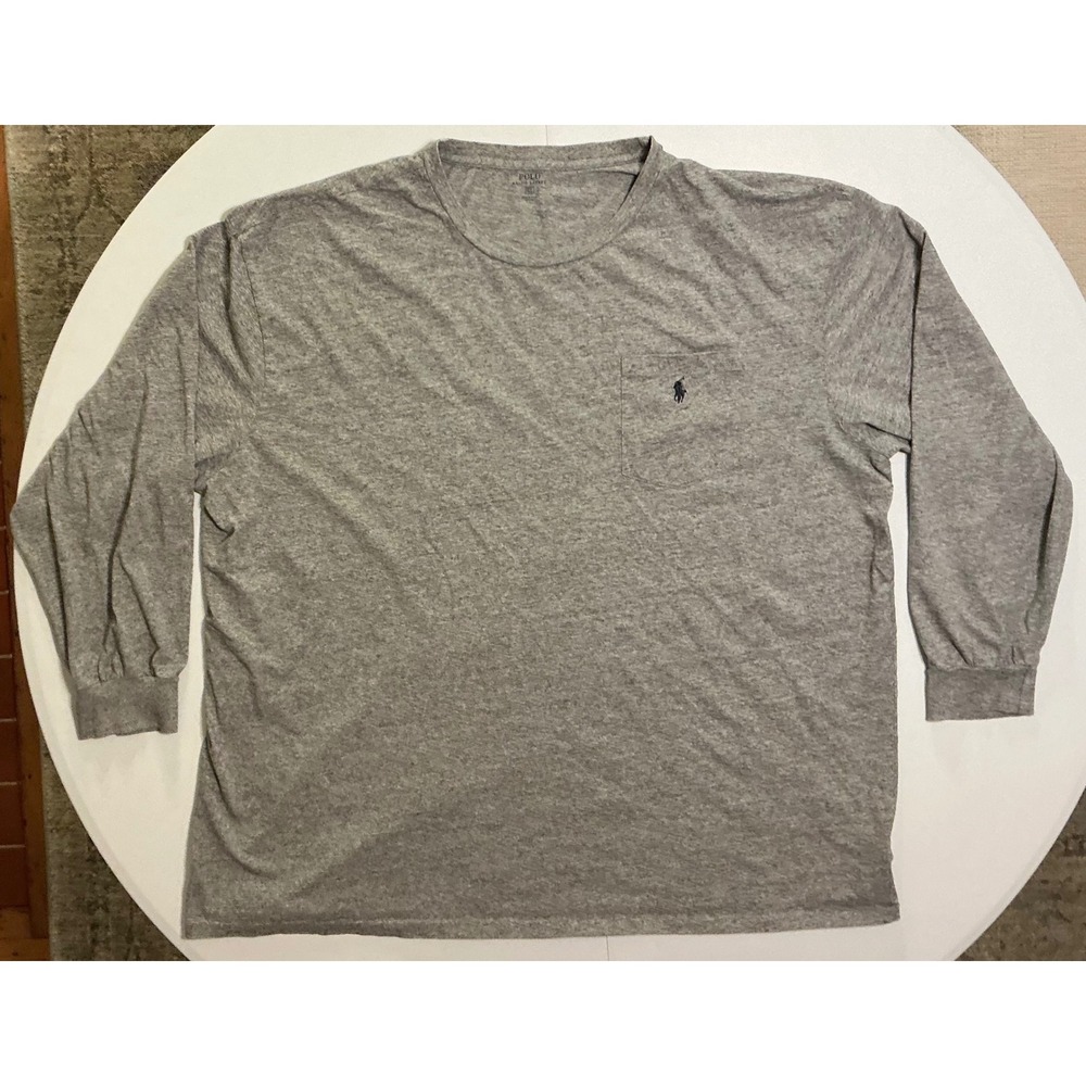 Polo Ralph Lauren Mens 4XLT Gray Long‎ Sleeve Pocket T-Shirt Cotton Tall
